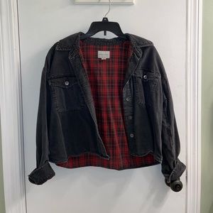 American Eagle plaid lined denim shirt